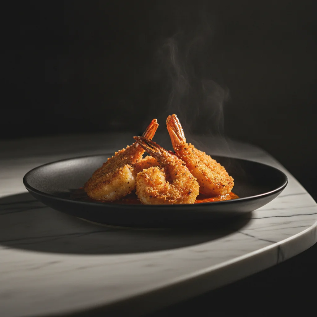 Creveți tigru în crustă de parmezan cu sos chilli