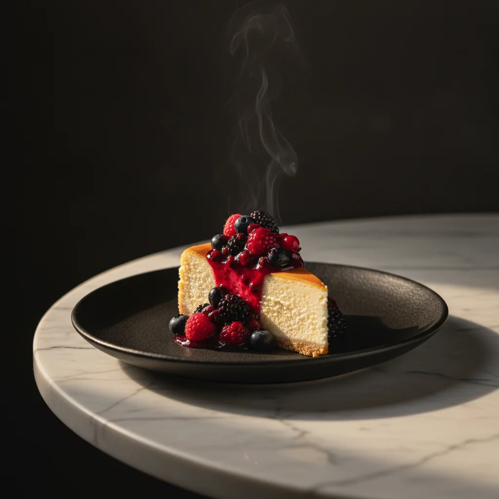 Cheesecake clasic cu sos din fructe de pădure