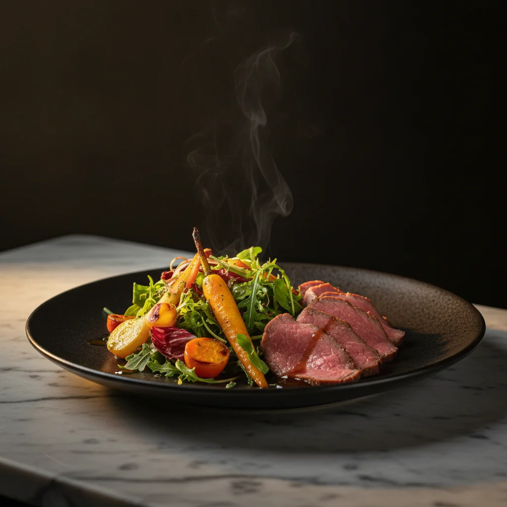 Salată cu legume coapte și roast beef